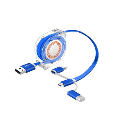 

3-in-1 Telescopic Multi Retractable Fast Charger Cord With IPhone Lightning Type-C Micro USB-1m
