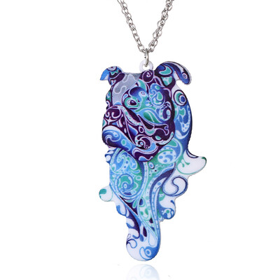 

Unique Jewelry Colorful Double Side Acrylic Printing Flower Dog Sheep Wolf Pendant Necklace For Women Costume Sweater Chain Gift