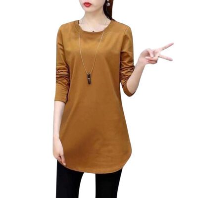 

Women Long Sleeve Tops Round Collar Solid Color Casual Female T-Shirt Slim Versatile Girl Ladies Tops Spring Autumn Clothing