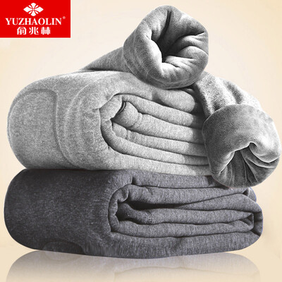

Yu Zhaolin YUZHAOLIN warm pants mens plus velvet thick color spinning wool knee pads long pants mens single piece warm pants mens light gray