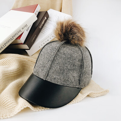 

Hat female autumn&winter hair duck tongue cap 100 British hat Korean version of the new big hair ball baseball equestrian cap