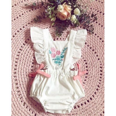 

Newborn Baby Girl Embroidered Ruffle Romper Jumpsuit Clothes Outfit Set Sunsuit