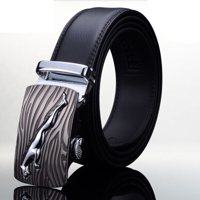 

Mens leather belt automatic buckle business leather long belt middle-aged mens belt Jaguar new factory direct sales