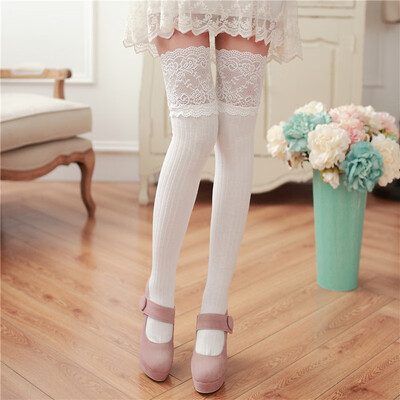 

Womens Thigh High Over The Knee Lace Stitching Socks Sexy Ladies Long Stockings