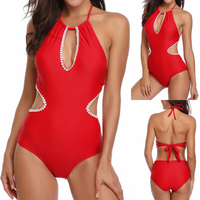 

Saidsome Women Siamese Bikini Set Push-Up StripeSwimwear Beachwear Swimsuit