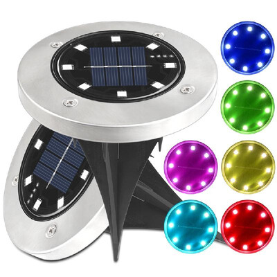

2pcspack 8 LED Solar Power In-ground Lamp Buried Light Outdoor Path Way Garden Decking Underground Lamps Colorful Decoration