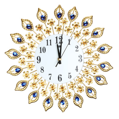 

Luxury Diamond Large Wall Clocks Metal Living Room Wall Clock