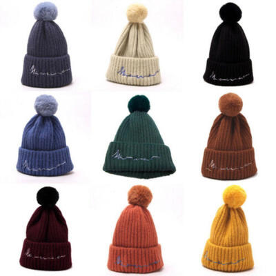 

Kids Children Girls Boys Warm Woolen Knitted Fur Ski Hat