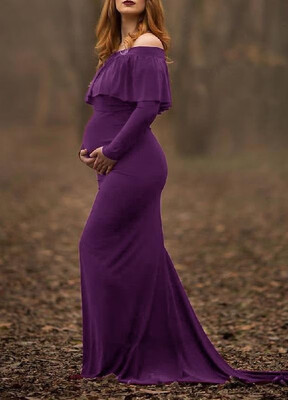 

Pure Color Ruffled Maxi Dress