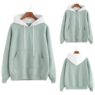 

Starmoon Womens Stitching Contrast Color Long Sleeve Plus Velvet Pullover Sweatshirt
