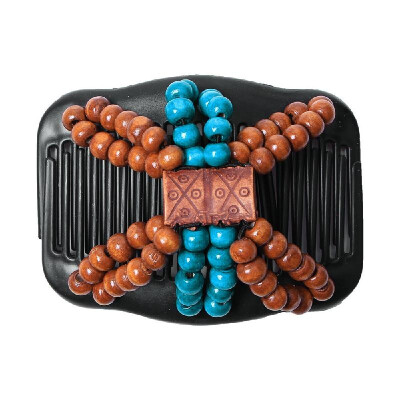 

Retro Wooden Beads Magic Hair Comb Double Row Hairpin Insert Women Hairstyle Clip