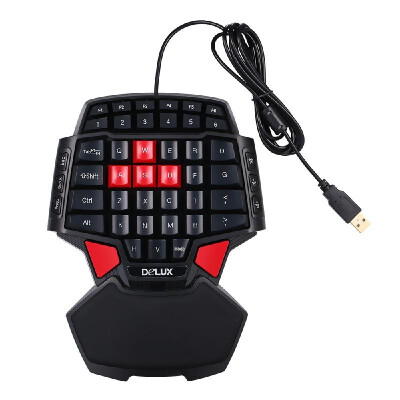 

47-Key Delux T9 Professional OneSingle Hand USB Wired Esport Gaming Keyboard with 3-level LED Backlit Illuminated Backlight