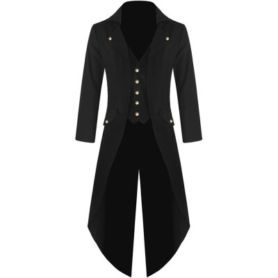 

Men Tuxedo Coat Dress Suit Punk Vintage Lapel Long Sleeve Button Evening Costume