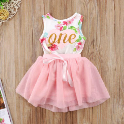 

Newborn Baby Girl 1st Birthday Cake Smash Outfits Princess Romper Tutu Skirt Set