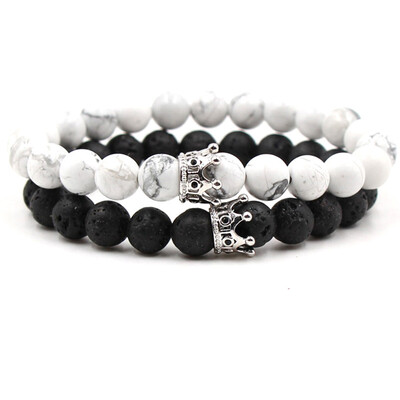

Micro Inlaid Zircon Crown Natural Stone Bracelet Hand Circle Unisex Pair Bracelet Jewellery Hot Gift