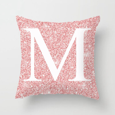 

18" Letter A to  Polyester Pillow Case Cushion Cover Pink Throw Home Decor