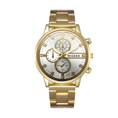 

Gobestart Fashion Man Crystal Stainless Steel Analog Quartz Wrist Watch