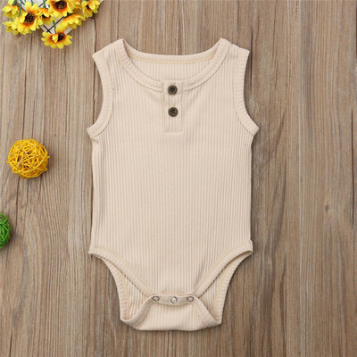 

Toddler Baby Kids Girls Boys Sleeveless Solid Romper Sunsuit Bodysuit Cothes