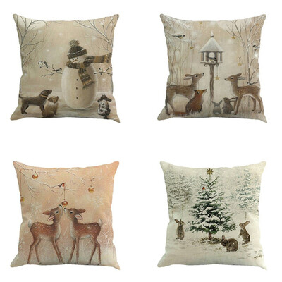 

Tailored 4PC Christmas Cotton Linen Sofa Car Home Waist Cushion Cover Throw Pillow Case