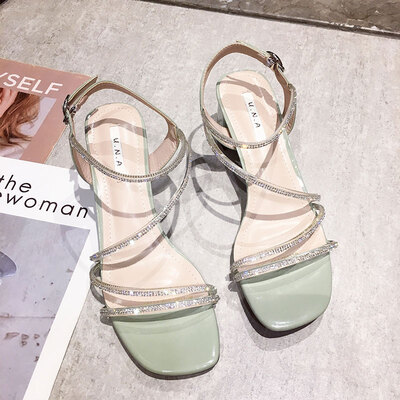 

Sandals Womens Xia Han Baitao Water Diamond Womens Shoes with Big Heels&Open Toes