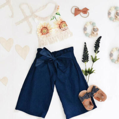 

Summer Toddler Kid Baby Girl Clothes Sunflower Halter TopsPants 2PCS Outfit Set