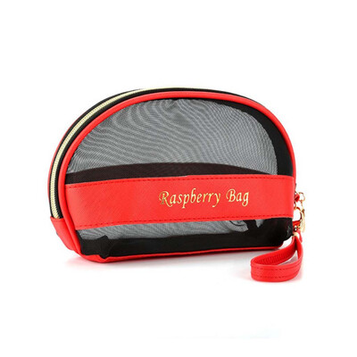 

Tailored Fashion Women Mesh Leather Zipper Handbags Cosmetic Bag Makeup Pouch Purses