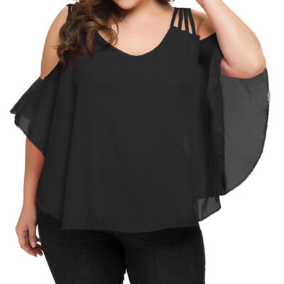 

Roseonmyhand Fashion Women Chiffon Plus Size T-shirt O-Neck Solid Blouse Sleeveless Tops