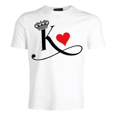 

Summer Fashion King And Queen Print T Shirt Casual Loose Letter Print Couple Tees
