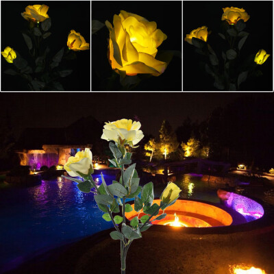 

Siaonvr 3 Head YellowRose Flower Solar Light LED Decorative Outdoor Lawn Lamp