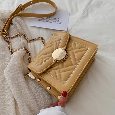 

North bag small bag 2019 new Korean Lingge chain shoulder bag fashion embroidery line Joker slung small square bag