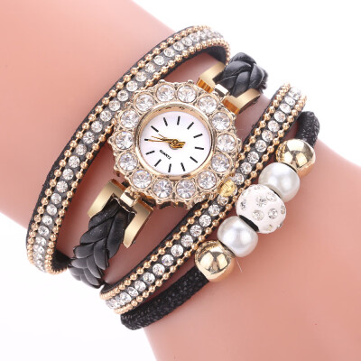 

Korean fashion trend diamond casual circle watch personality pearl point diamond English watch