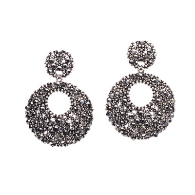 

Shiny Hollow Round Crystal Big Dangle Earrings Unique Trendy Drops Earring for women Evening JURAN Statement Fashion Jewelry