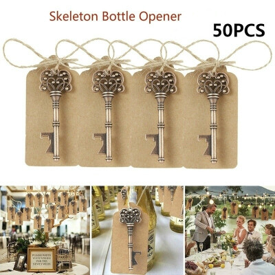 

50pcs Vintage Bottle Opener with Tags Wedding Decoration Bottle Opener Paperboard Tag Card Party Supplies