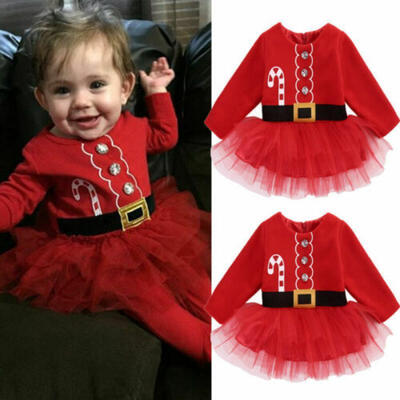 

Christmas Newborn Kids Baby Girl Xmas Festival Santa Party Tulle Dress Clothes