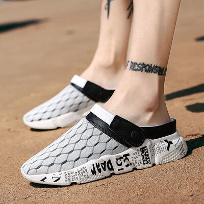 

Summer slippers mens skid-proof Korean fashion hole shoes wrapped head soft sole half-slipper fashion wearing beach sandals