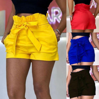 

Fashion Women Summer Hot Pant Stylish Loose Belt Beach High Waist Short Trousers