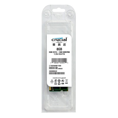 

Crucial 8GB DDR3 1600MHz PC3-12800 135V CL11 204 Pin SODIMM Notebook Laptop Memory RAM CT102464BF160B