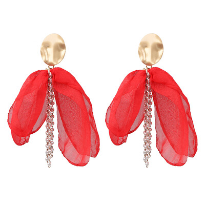 

Bohemia Trendy Yarn Flowers Drop Earrings For Women Wedding Party Jewelry Ethnic Statement Earrings Female 2019