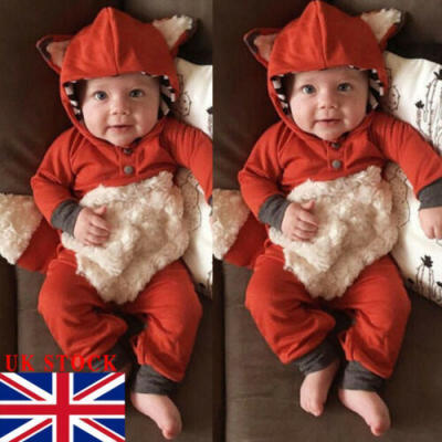 

UK 3D Fox Baby Boys Girls Infant Romper Jumpsuit Bodysuit Cotton Clothes Outfits