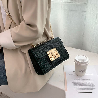 

Ins crocodile small bag female 2019 new female bag summer retro small square bag chain bag casual Messenger bag