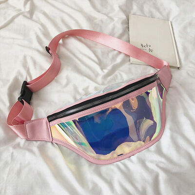 

New Style Women Waist Packs Iridescent Holographic Funny Pack Waist Bag Laser Purse Shoulder Solid Bum Bag Zipper Fashion Hot