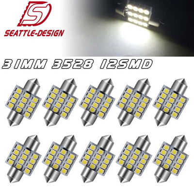 

10x White 31mm 12SMD Festoon LED Dome Map Interior Light Bulbs DE3175 3021 6461
