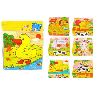 

Gotoamei Children Wooden 9 Blocks Six Sides Building Blocks Dimensional Puzzle