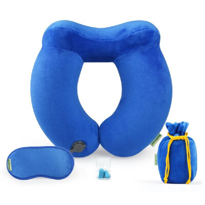 

Inflatable Neck Pillow Travel Airplane Pillow with Ear Plugs Eye Mask&Drawstring Bag