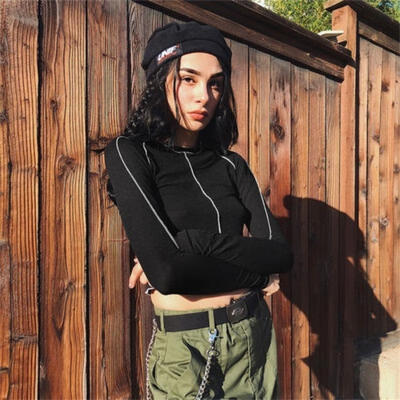 

Sexy Women Sportwear Long Sleeve Slim Fit Blouse Shirt Crop Tops T-Shirt