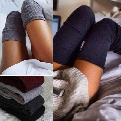 

Women Winter Warm Turn Up Rib Leggings Long Over Knee High Boot Socks Stockings