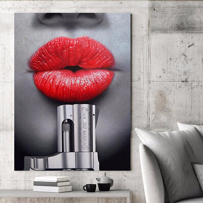 

Canvas Art Posters Portrait Red Lips Picture Painting Home Decoration For Living Room Bathroom No Frame 40x80cm16x32"