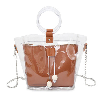 

Tailored Women Shoulder Bag Clear Transparent Drawstring Girls Composite Bag Handbags