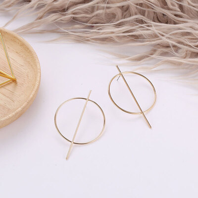 

Simple Fashion Minimalist Geometric Circle Earring Temperament Earrings Long Female Stud Earrings for Women Jewelry Gift