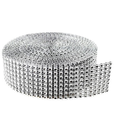 

Wedding Diamond Mesh Wrap Roll Sparkle Rhinestone Looking Ribbon Silver